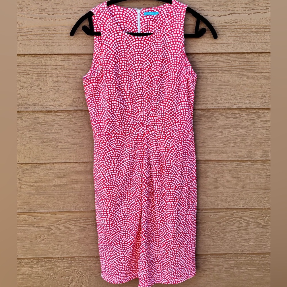 J McLaughlin Sleeveless Pink Printed Midi Dress w/ Synched Waist Sz Small